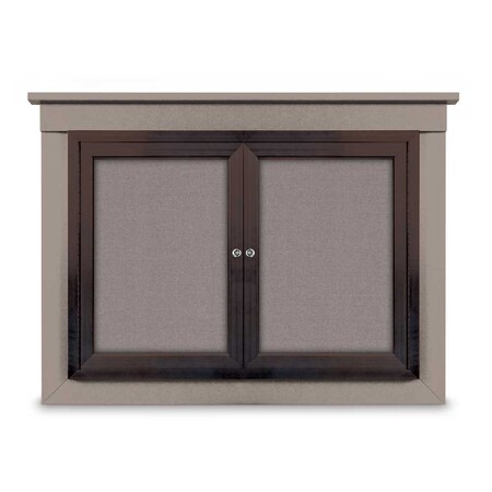 United Visual Products 36"x36" 1-Door Enclosed Letterboard, Grey Felt/Walnut UV2623O-WALNUT-GREY
